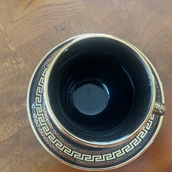 24K Gold TEACUP & SAUCER Hand Made Greece Greek Mythology Prints Gold Black - Picture 3 of 8